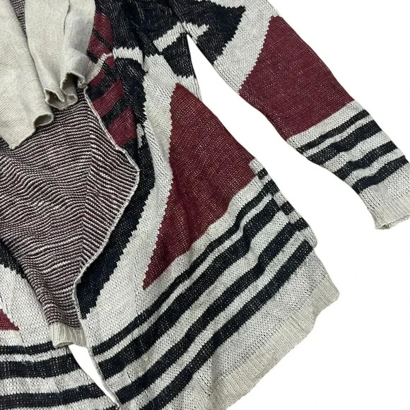 Charlotte Russe Burgundy Boho Print Open Cardigan XS - Picture 2 of 3